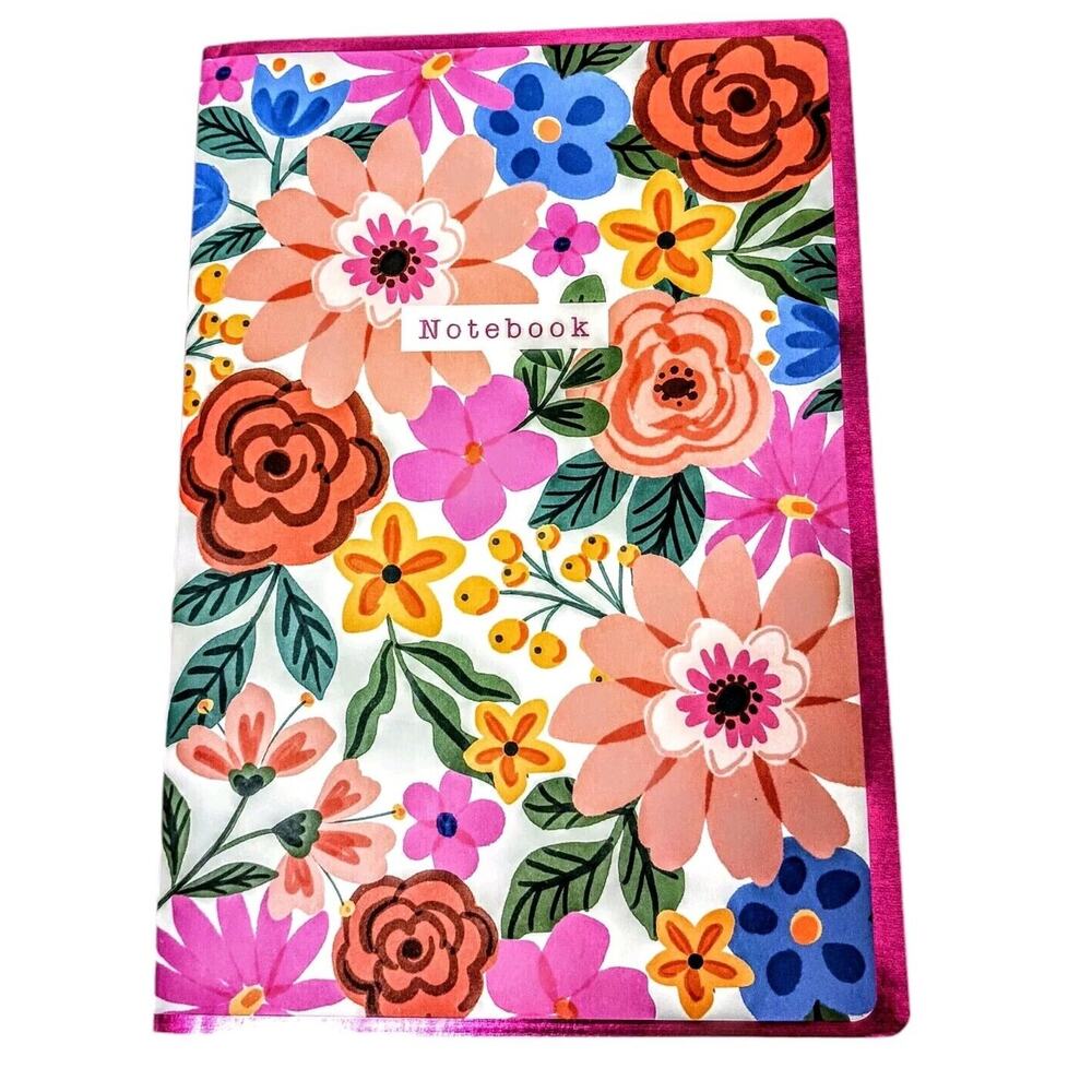 Tropical Notebook Journal Bright FLORAL Lined Soft Cover Cottagecore Stationary